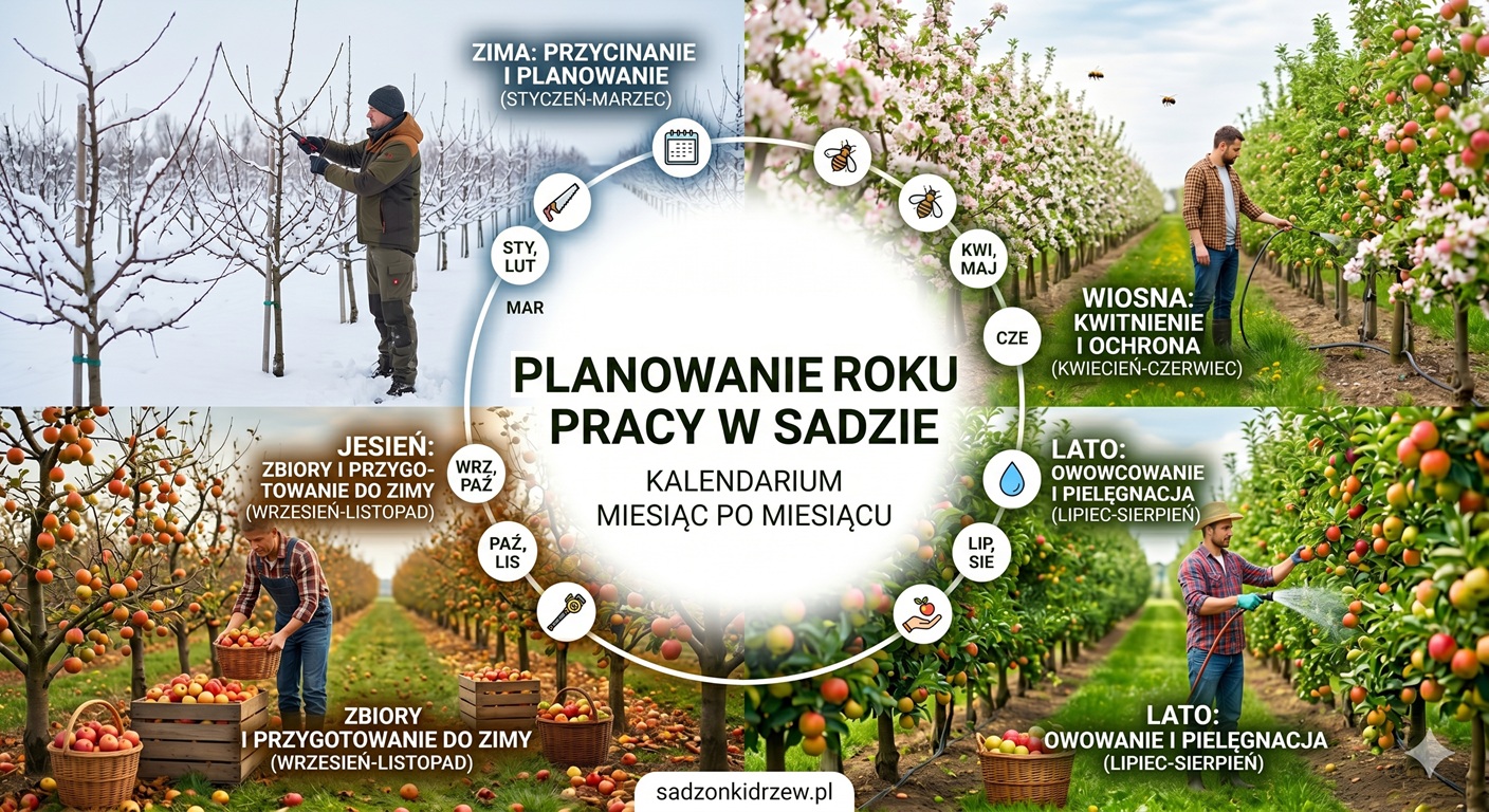Kalendarz prac w sadzie: Harmonogram pielęgnacji miesiąc po miesiącu